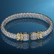 Load image into Gallery viewer, Vahan Sterling Silver &amp; 14K Yellow Gold Diamond Pave &quot;Mini-Regal&quot; Bangle Bracelet
