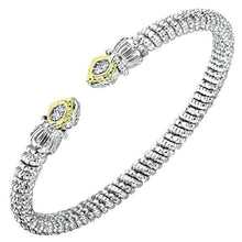 Load image into Gallery viewer, Vahan Sterling Silver &amp; 14K Yellow Gold Diamond Pave &quot;Spades&quot; Bangle Bracelet
