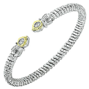 Vahan Sterling Silver & 14K Yellow Gold Diamond Pave "Spades" Bangle Bracelet