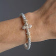 Load image into Gallery viewer, Vahan Sterling Silver &amp; 14K Yellow Gold Large Diamond Cross Bangle Bracelet
