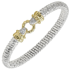 Vahan Sterling Silver & 14K Yellow Gold "Le Cercle" Rope Textured Bangle Bracelet