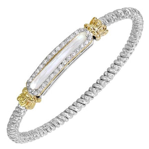 Vahan Sterling Silver & 14K Yellow Gold Mother of Pearl & Diamond Bangle Bracelet