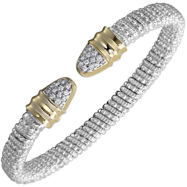 Vahan Sterling Silver & 14K Yellow Gold Pave Diamond Bangle Bracelet