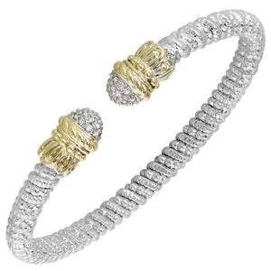 Vahan Sterling Silver & 14K Yellow Gold Pave Set Diamond Bangle Bracelet