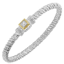 Load image into Gallery viewer, Vahan Sterling Silver &amp; 14K Yellow Gold Square Diamond Bangle Bracelet
