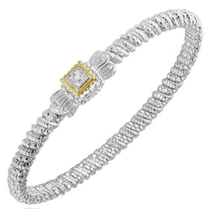 Vahan Sterling Silver & 14K Yellow Gold Square Diamond Bangle Bracelet