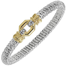 Load image into Gallery viewer, Vahan Sterling Silver &amp; Yellow Gold Diamond Octagon Bangle
