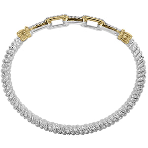 Vahan Sterling Silver & Yellow Gold Rectangular Link Bangle Bracelet