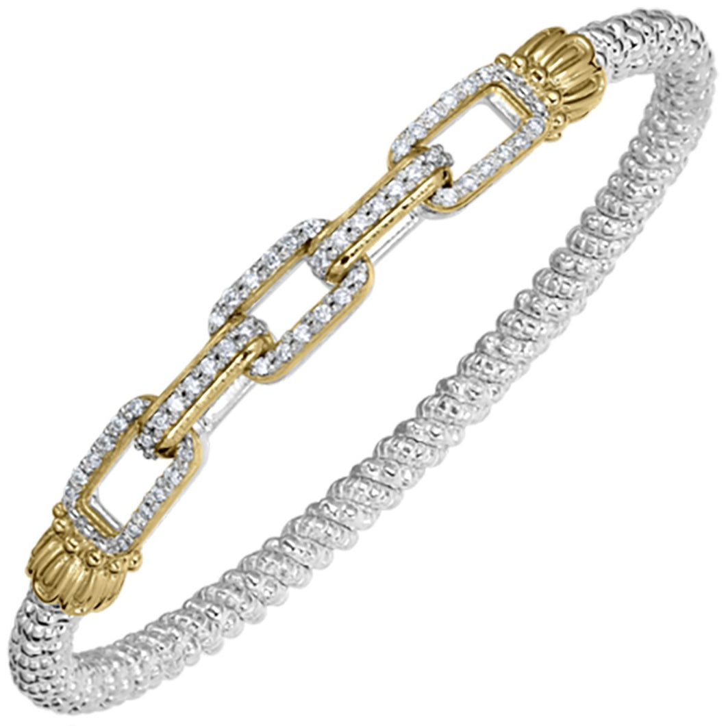 Vahan Sterling Silver & Yellow Gold Rectangular Link Bangle Bracelet