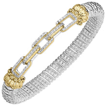 Load image into Gallery viewer, Vahan Sterling Silver &amp; Yellow Gold Rectangular Link Bangle Bracelet
