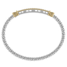 Load image into Gallery viewer, Vahan Sterling Silver &amp; Yellow Gold Thin Diamond Long Pave Bar Bangle Bracelet
